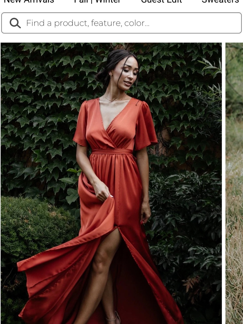 Baltic Born Rust-Red Satin Wrap Maxi Dress